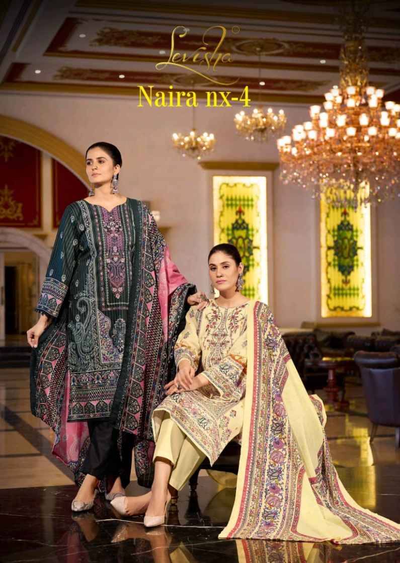 Naira Nx Vol-4 By Levisha 4013 To 4020 Series Festive Suits Beautiful Fancy Colorful Stylish Party Wear & Occasional Wear Cambric Cotton Print Dresses At Wholesale Price