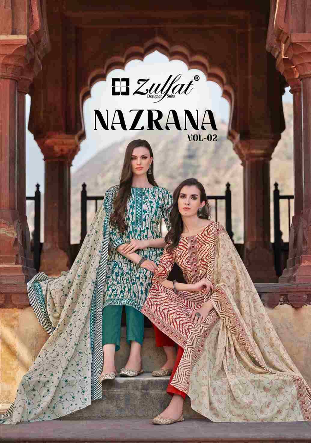 Nazrana Vol-2 By Zulfat 549-001 To 549-008 Series Beautiful Festive Suits Stylish Fancy Colorful Casual Wear & Ethnic Wear Pure Cotton Print Dresses At Wholesale Price