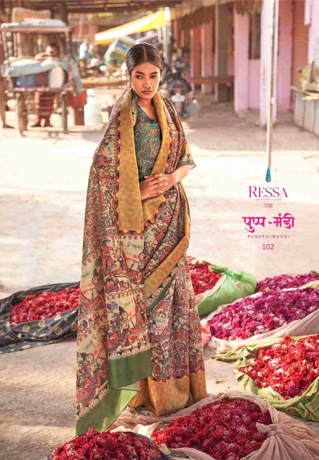 Pushpa Mandi By Ressa 101 To 108 Series Indian Traditional Wear Collection Beautiful Stylish Fancy Colorful Party Wear & Occasional Wear Fancy Sarees At Wholesale Price