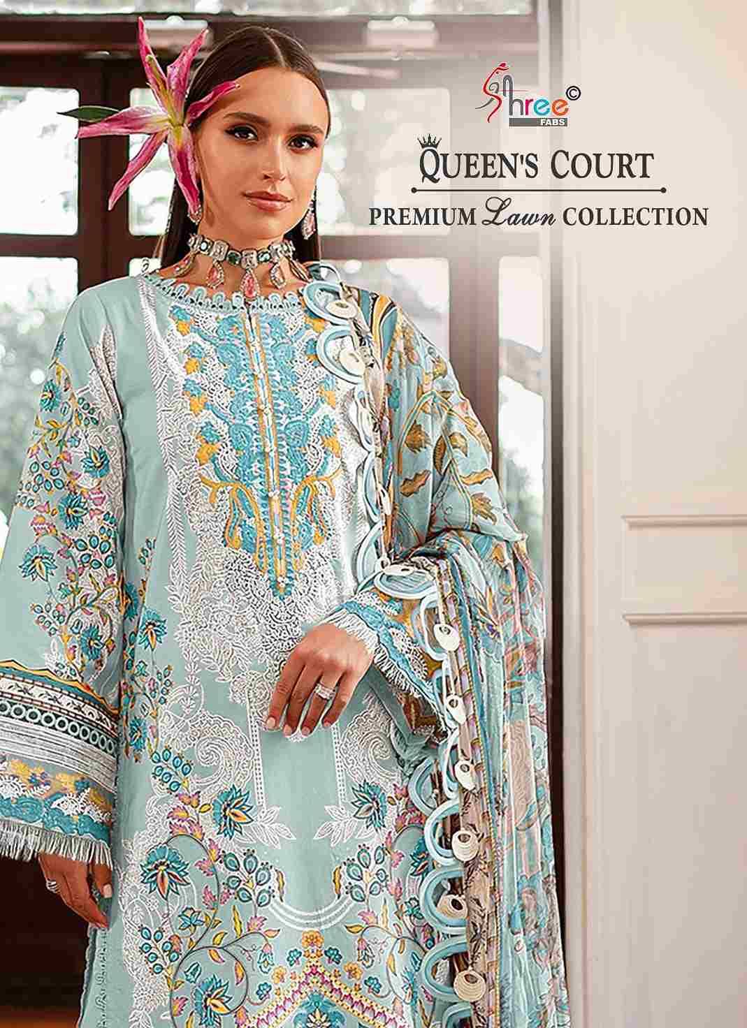 Queens Court Premium Lawn Collection By Shree Fabs 3617 To 3622 Series Designer Pakistani Suits Beautiful Stylish Fancy Colorful Party Wear & Occasional Wear Pure Cotton Print Embroidered Dresses At Wholesale Price