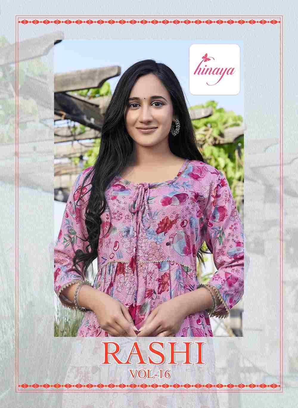 Rashi Vol-16 By Hinaya 16001 To 16004 Series Designer Stylish Fancy Colorful Beautiful Party Wear & Ethnic Wear Collection Rayon With Work Kurtis At Wholesale Price