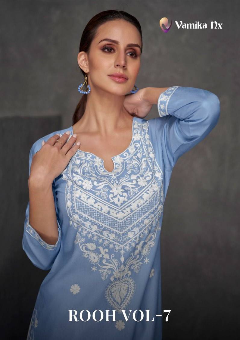 Rooh Vol-7 By Vamika 1136 To 1141 Series Designer Stylish Fancy Colorful Beautiful Party Wear & Ethnic Wear Collection Rayon Viscose Kurtis With Bottom At Wholesale Price