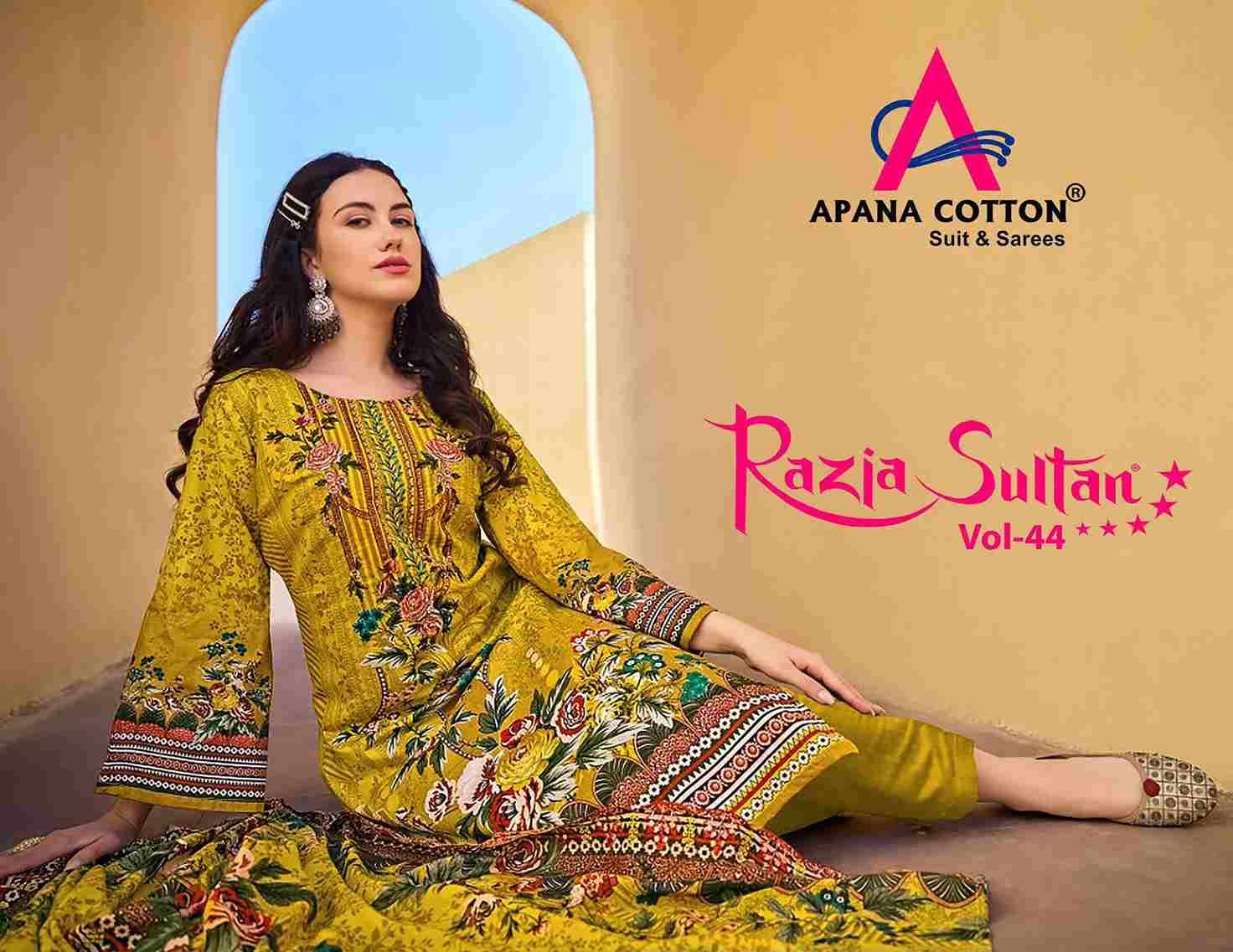 Razia Sultan Vol-44 By Apana Cotton 44001 To 44008 Series Beautiful Festive Suits Colorful Stylish Fancy Casual Wear & Ethnic Wear Pure Cotton Print Dresses At Wholesale Price