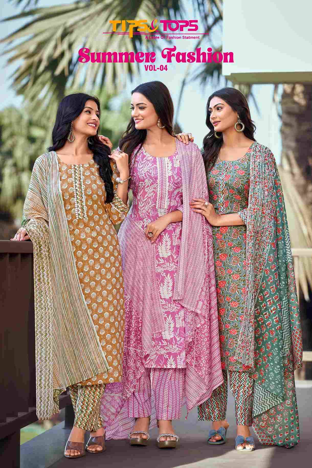 Summer Fashion Vol-4 By Tips And Tops 1001 To 1006 Series Designer Festive Suits Beautiful Fancy Colorful Stylish Party Wear & Occasional Wear Cotton Print Dresses At Wholesale Price