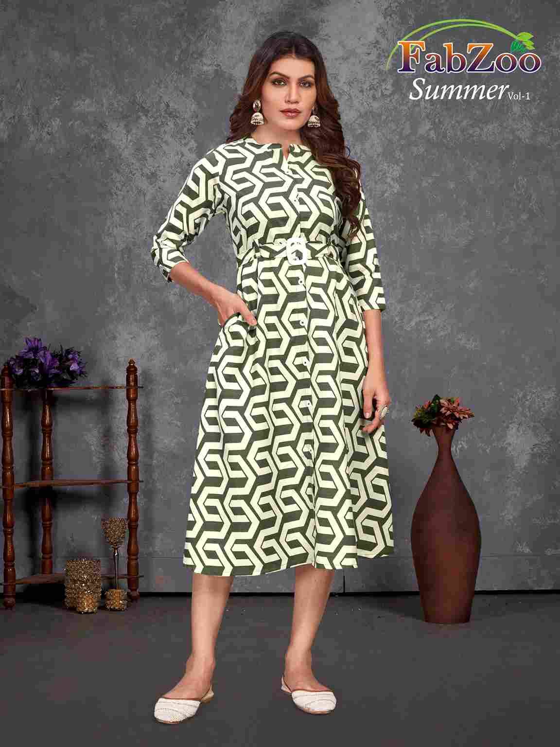 Summer Vol-1 By Fab Zoo 1001 To 1006 Series Designer Stylish Fancy Colorful Beautiful Party Wear & Ethnic Wear Collection Rayon Print Kurtis At Wholesale Price