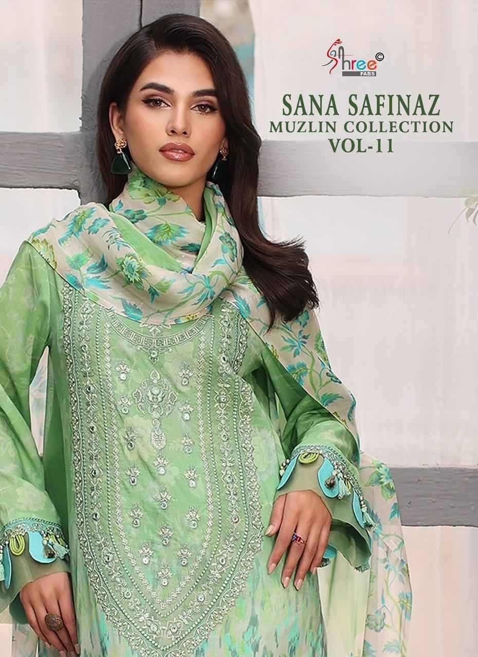 Sana Safinaz Muzlin Collection Vol-11 By Shree Fabs 3564 To 3568 Series Designer Pakistani Suits Beautiful Stylish Fancy Colorful Party Wear & Occasional Wear Pure Cotton Embroidered Dresses At Wholesale Price