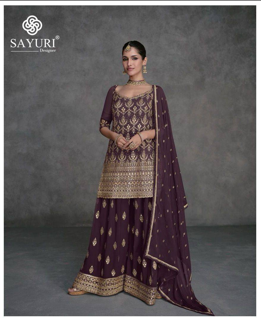 Sayuri Hit Design 5422 By Sayuri Beautiful Sharara Suits Colorful Stylish Fancy Casual Wear & Ethnic Wear Georgette Dresses At Wholesale Price