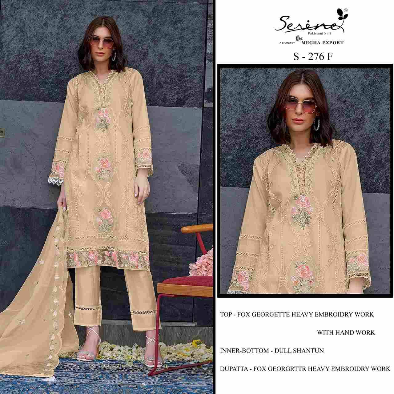 Serene Hit Design S-276 Colours Vol-2 By Serene S-276-E To S-276-H Series Designer Pakistani Suits Beautiful Fancy Colorful Stylish Party Wear & Occasional Wear Faux Georgette Embroidered Dresses At Wholesale Price