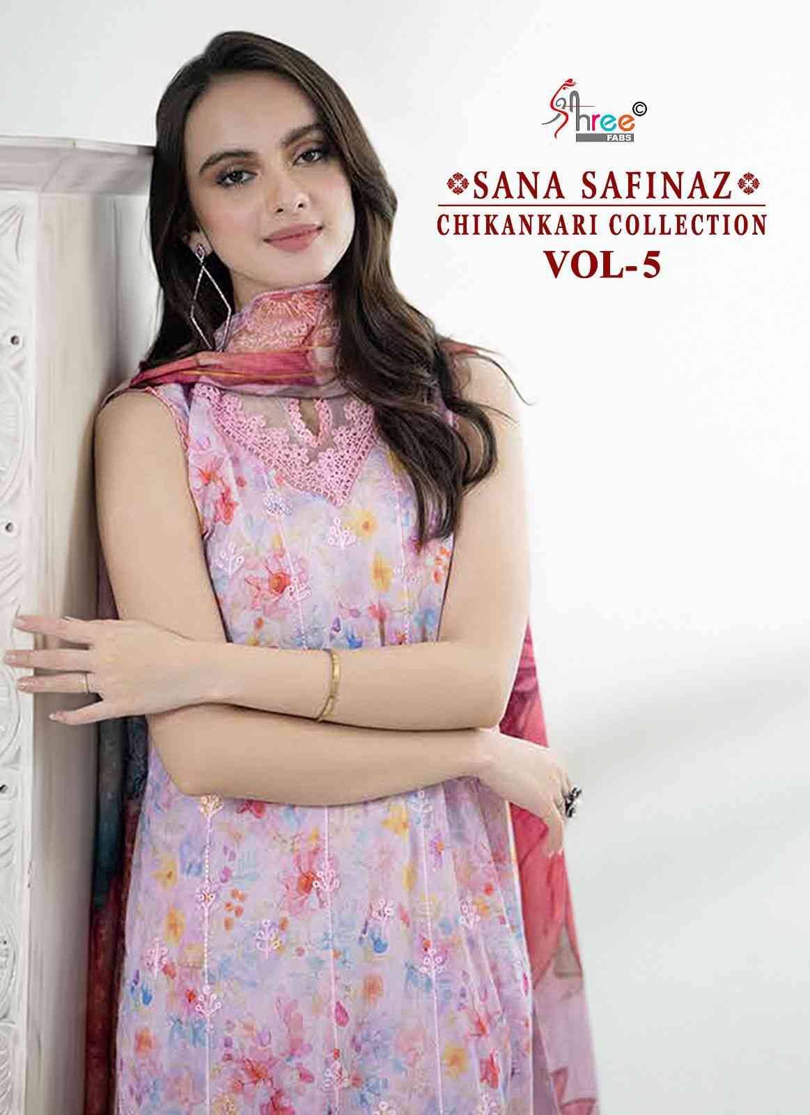 Sana Safinaz Chikankari Collection Vol-5 By Shree Fabs 3541 To 3546 Series Designer Pakistani Suits Beautiful Stylish Fancy Colorful Party Wear & Occasional Wear Pure Cotton Print Embroidered Dresses At Wholesale Price