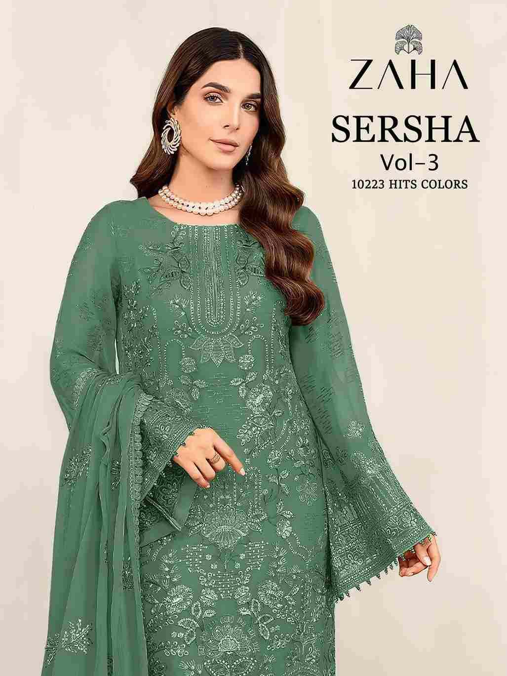 Sersha Vol-3 By Zaha 10223-A To 10223-D Series Beautiful Pakistani Suits Stylish Fancy Colorful Party Wear & Occasional Wear Faux Georgette Embroidered Dresses At Wholesale Price