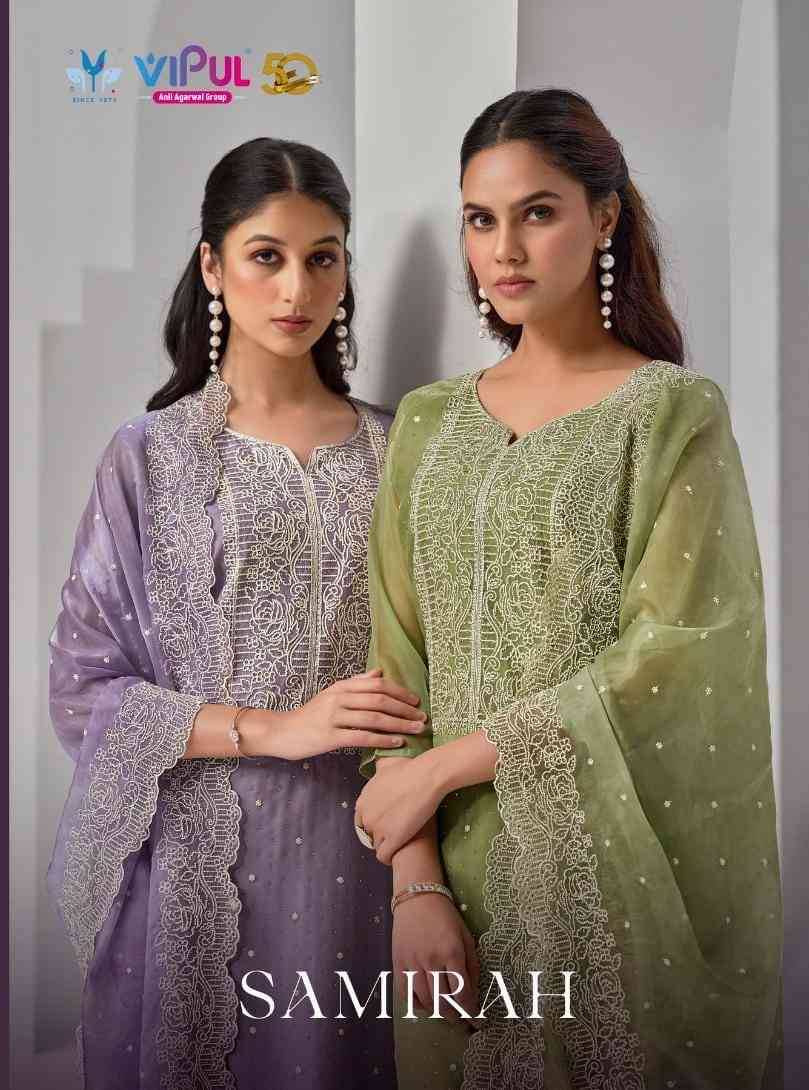 Samirah By Vipul Fashion 5871 To 5876 Series Festive Suits Beautiful Fancy Colorful Stylish Party Wear & Occasional Wear Soft Organza Dresses At Wholesale Price