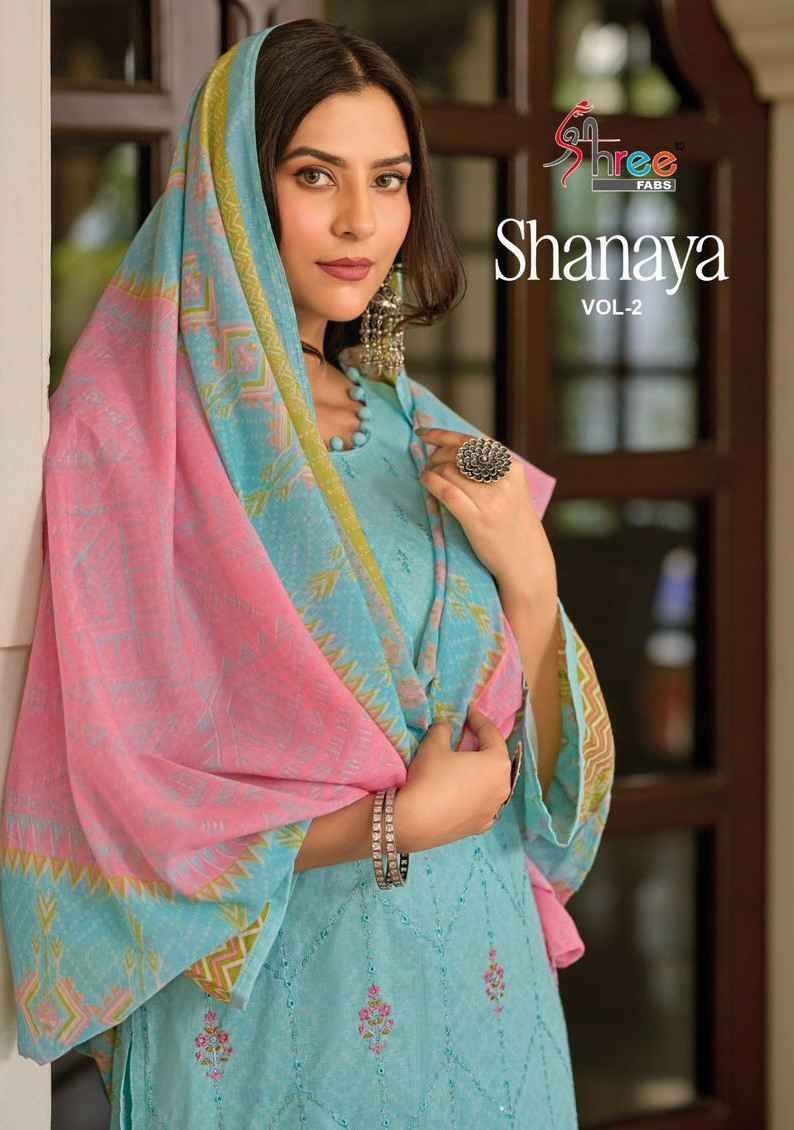 Shanaya Vol-2 By Shree Fabs 1001 To 1008 Series Designer Festive Suits Beautiful Stylish Fancy Colorful Party Wear & Occasional Wear Pure Cotton Print Embroidered Dresses At Wholesale Price