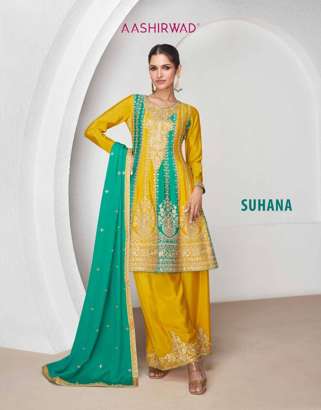 Suhana By Aashirwad Creation 9922 To 9923 Series Beautiful Festive Suits Colorful Stylish Fancy Casual Wear & Ethnic Wear Chinnon Silk Dresses At Wholesale Price