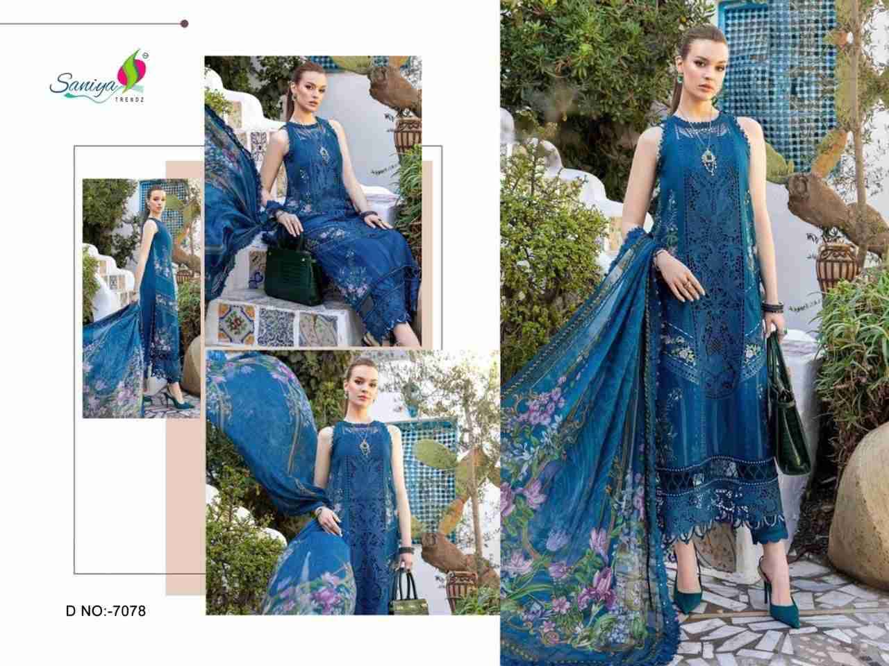 Saniya Trendz Hit Design 7078 By Saniya Trendz Beautiful Pakistani Suits Colorful Stylish Fancy Casual Wear & Ethnic Wear Cotton Embroidered Dresses At Wholesale Price