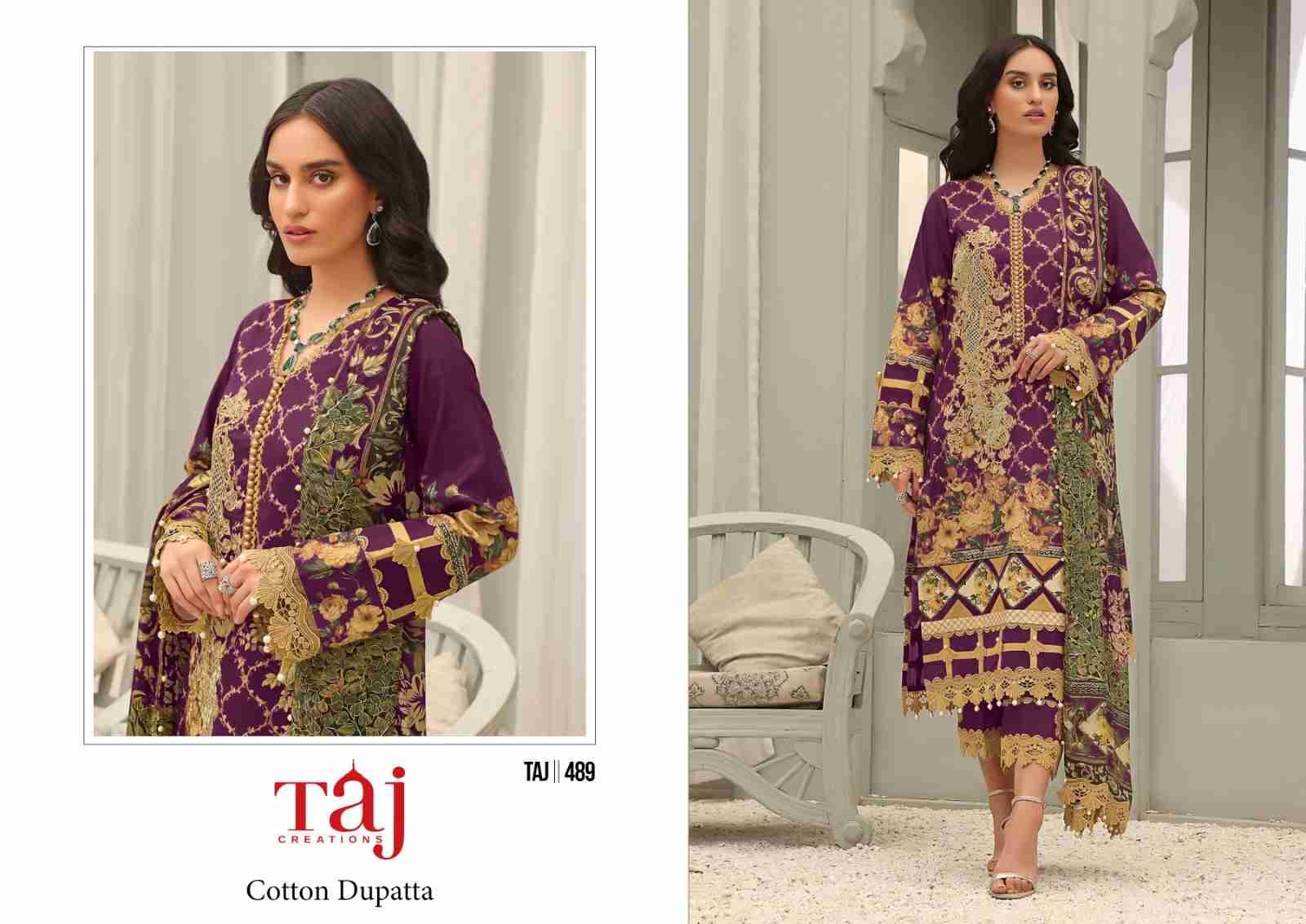 Taj 488 Series By Taj Creation 488 To 489 Series Beautiful Pakistani Suits Colorful Stylish Fancy Casual Wear & Ethnic Wear Pure Cotton With Embroidered Dresses At Wholesale Price