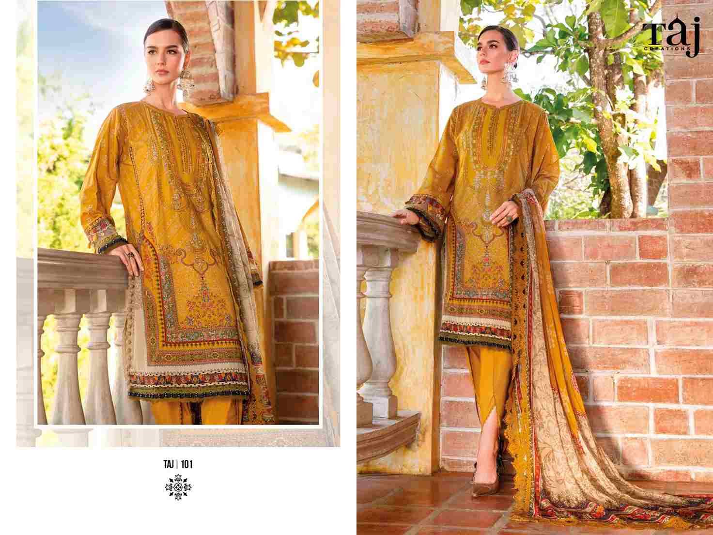 Taj Hit Design 101 By Taj Creation Beautiful Pakistani Suits Colorful Stylish Fancy Casual Wear & Ethnic Wear Pure Cotton With Embroidered Dresses At Wholesale Price