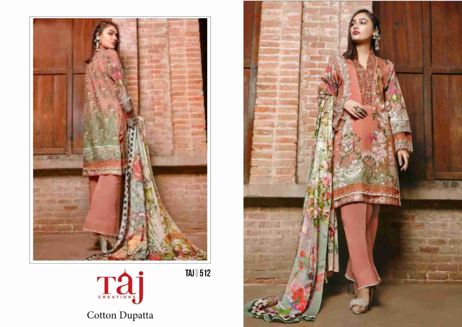 Taj Hit Design 512 By Taj Creation Beautiful Pakistani Suits Colorful Stylish Fancy Casual Wear & Ethnic Wear Pure Cotton Print With Embroidered Dresses At Wholesale Price