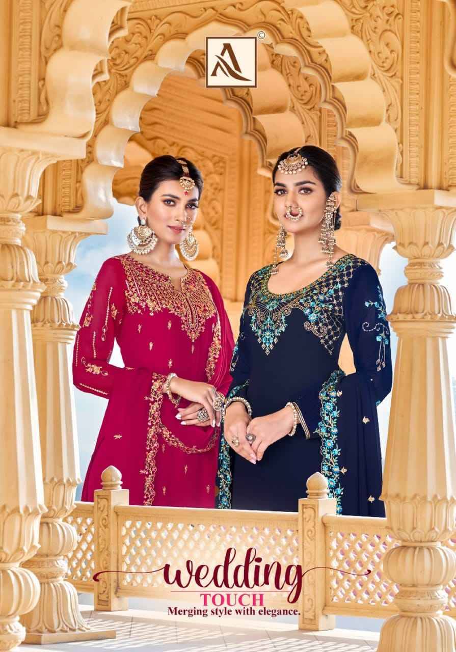 Wedding Touch By Alok Suit 1231-001 To 1231-006 Series Indian Traditional Wear Collection Beautiful Stylish Fancy Colorful Party Wear & Occasional Wear Pure Georgette Embroidered Dresses At Wholesale Price