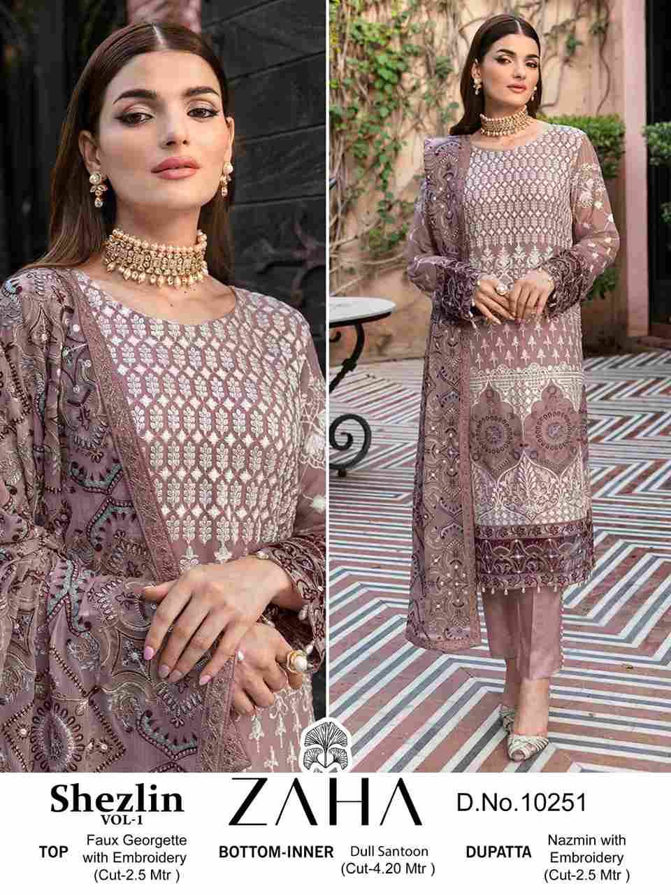 Zaha-10251 By Zaha Designer Pakistani Suits Beautiful Stylish Fancy Colorful Party Wear & Occasional Wear Faux Georgette Embroidered Dresses At Wholesale Price