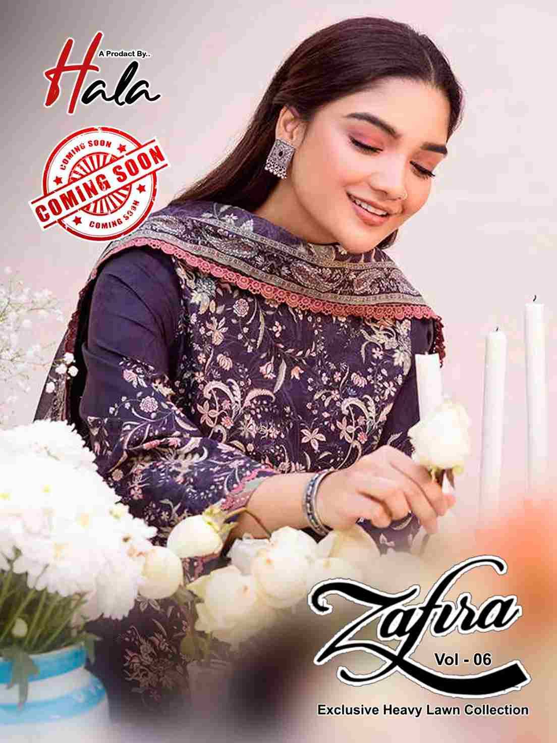 Zafira Vol-6 By Hala 6001 To 6006 Series Beautiful Festive Suits Stylish Fancy Colorful Casual Wear & Ethnic Wear Lawn Cotton Print Dresses At Wholesale Price