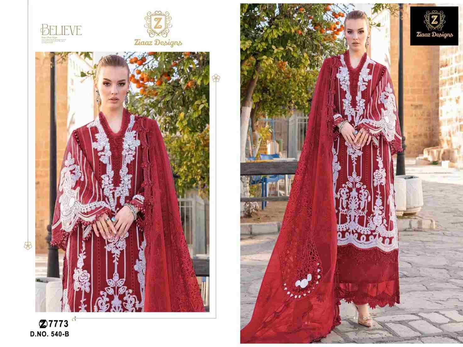 Ziaaz Designs Hit Design 540 Colours By Ziaaz Designs 540-A To 540-B Series Designer Festive Pakistani Suits Collection Beautiful Stylish Fancy Colorful Party Wear & Occasional Wear Cambric Cotton Embroidered Dresses At Wholesale Price