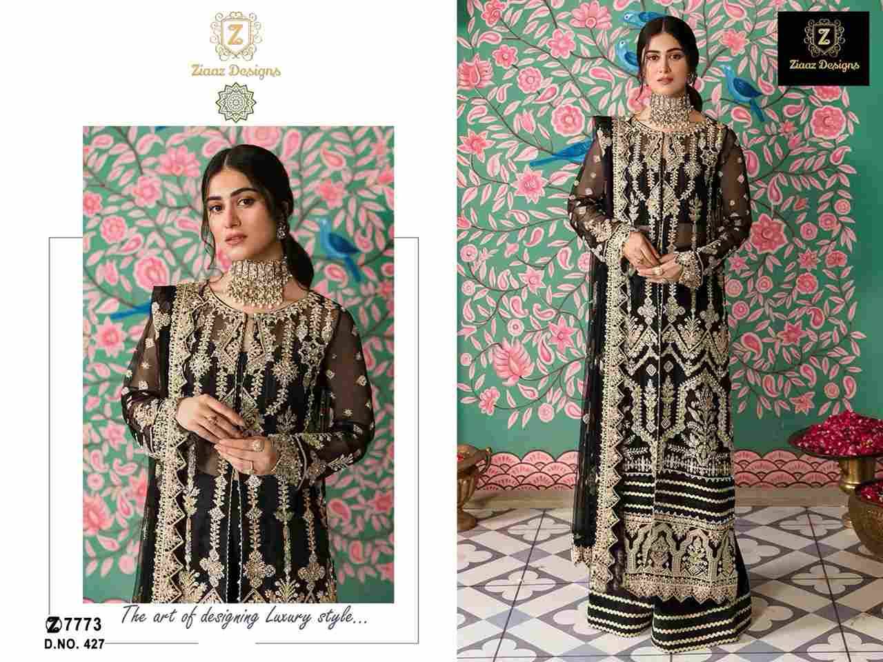 Ziaaz Designs Hit Design 427 By Ziaaz Designs Beautiful Pakistani Suits Colorful Stylish Fancy Casual Wear & Ethnic Wear Organza Embroidered Dresses At Wholesale Price