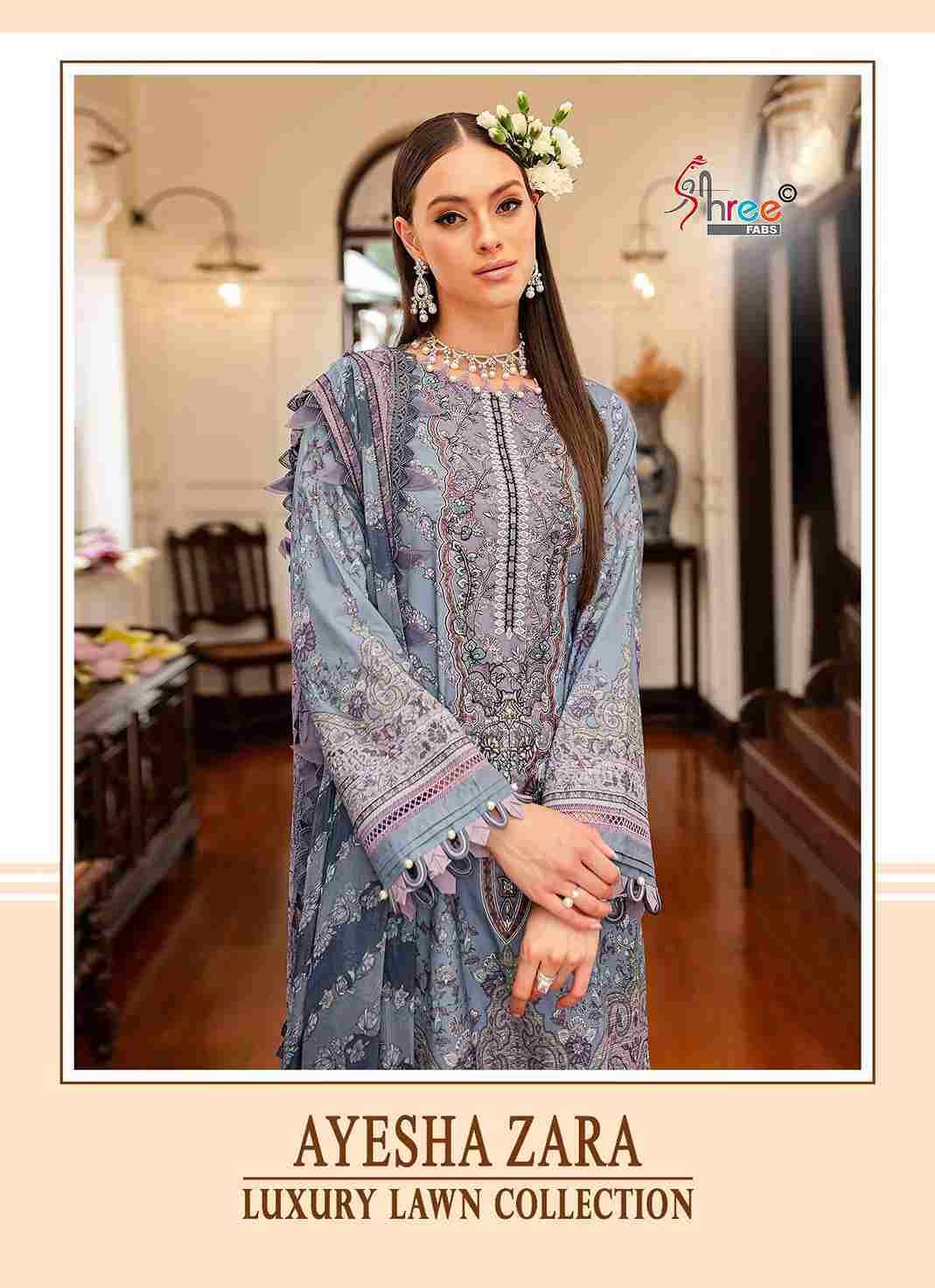 Ayesha Zara Premium Lawn Collection By Shree Fabs 3623 To 3628 Series Designer Pakistani Suits Beautiful Stylish Fancy Colorful Party Wear & Occasional Wear Pure Lawn Cotton Print Embroidered Dresses At Wholesale Price