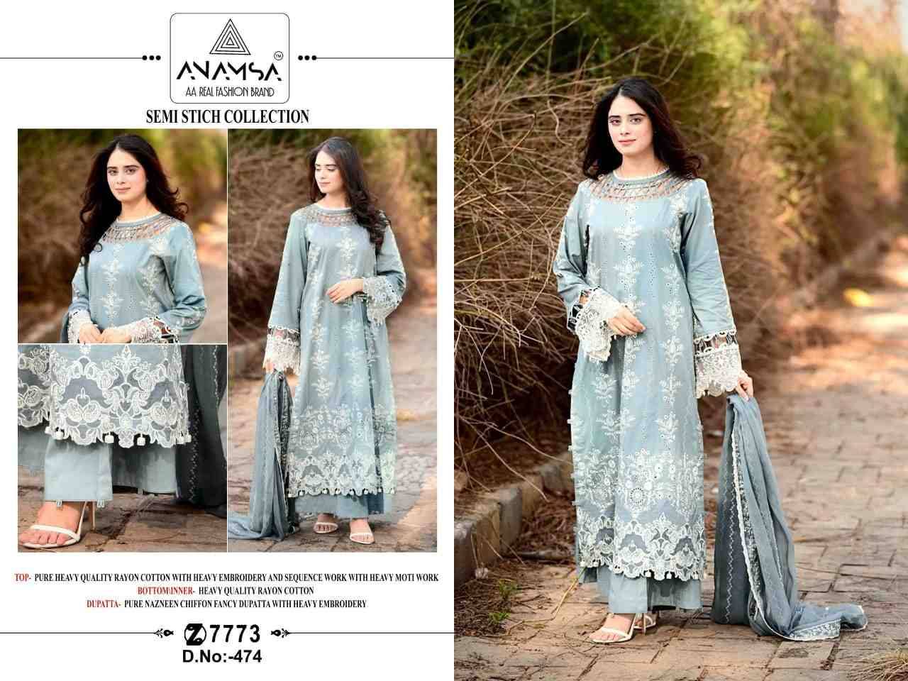Anamsa Hit Design 474 By Fashid Wholesale Beautiful Pakistani Suits Colorful Stylish Fancy Casual Wear & Ethnic Wear Pure Rayon Cotton Embroidered Dresses At Wholesale Price