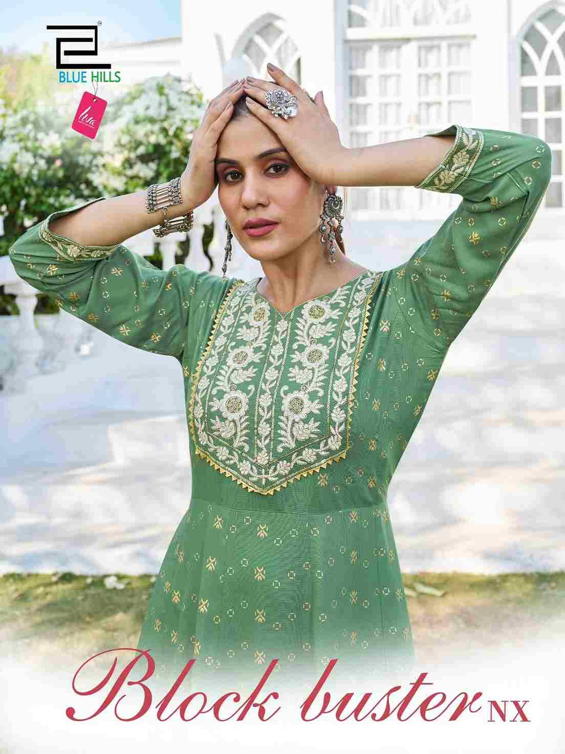Block Buster Nx By Blue Hills 1001 To 1004 Series Beautiful Stylish Fancy Colorful Casual Wear & Ethnic Wear Rayon Foil Gowns At Wholesale Price