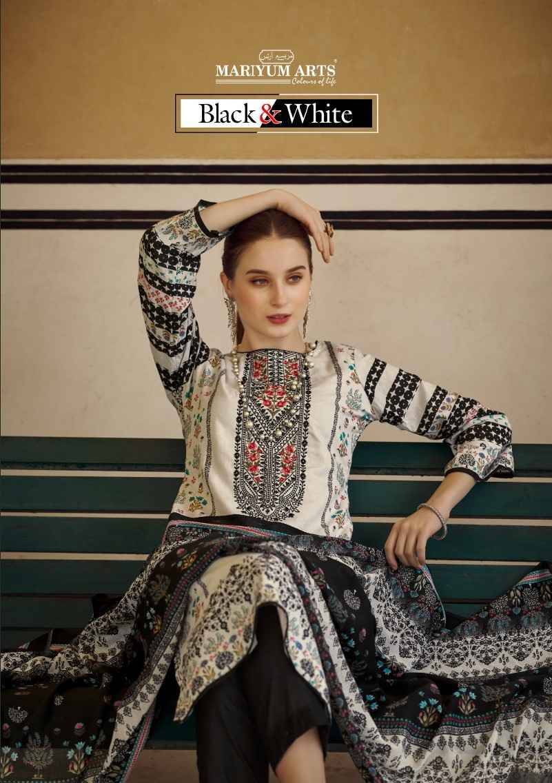 Black And White By Mariyum Arts 95001 To 95006 Series Beautiful Festive Suits Stylish Fancy Colorful Casual Wear & Ethnic Wear Cambric Cotton Print Dresses At Wholesale Price