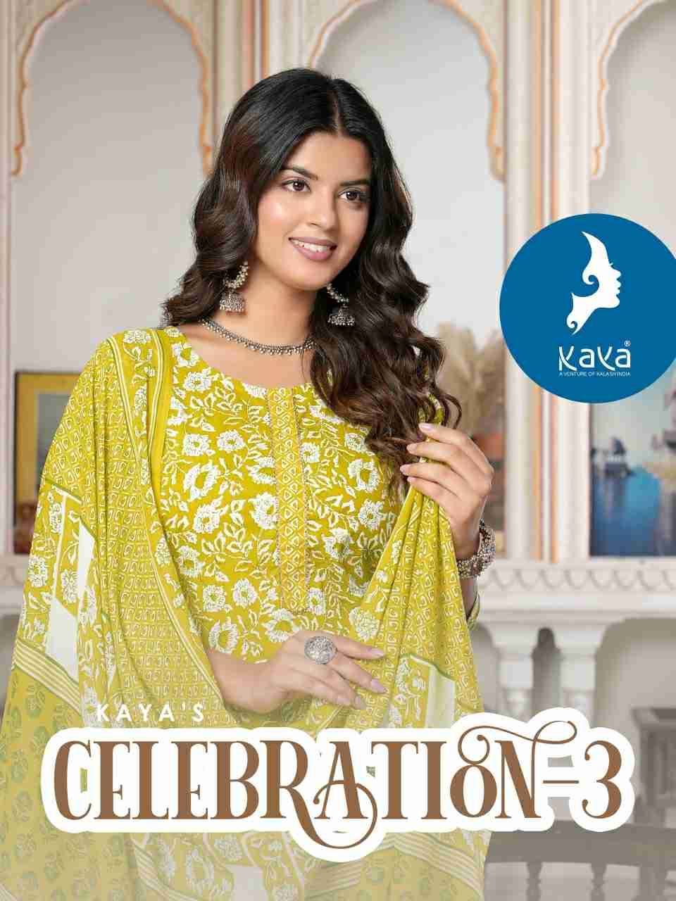 Celebration Vol-3 By Kaya 01 To 08 Series Beautiful Festive Suits Colorful Stylish Fancy Casual Wear & Ethnic Wear Cotton Dresses At Wholesale Price