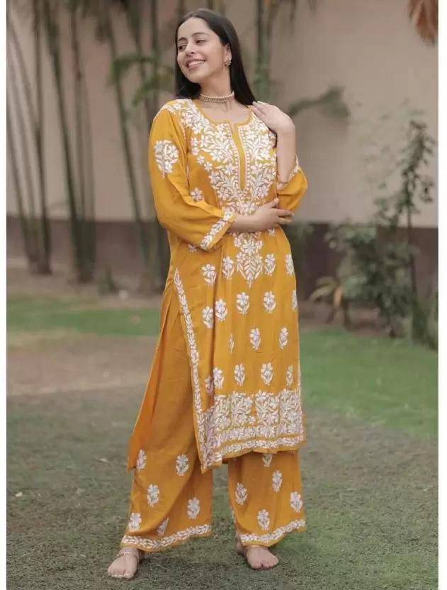 Chikankari By Kaamiri 01 To 06 Series Beautiful Stylish Fancy Colorful Casual Wear & Ethnic Wear & Ready To Wear Heavy Rayon Kurtis With Bottom At Wholesale Price