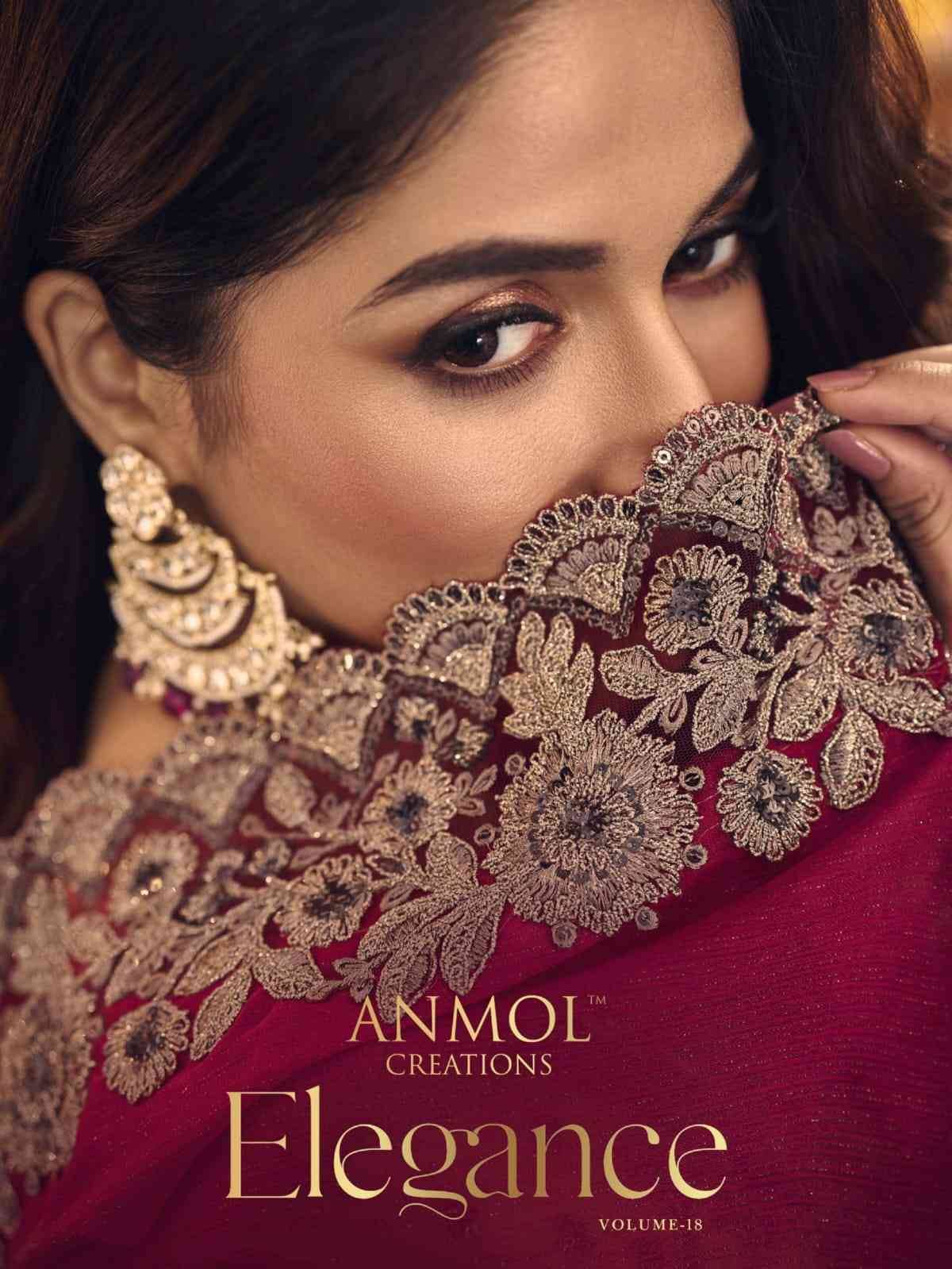 Elegance Vol-18 By Anmol Creation 13001 To 13014 Series Indian Traditional Wear Collection Beautiful Stylish Fancy Colorful Party Wear & Occasional Wear Georgette Sarees At Wholesale Price