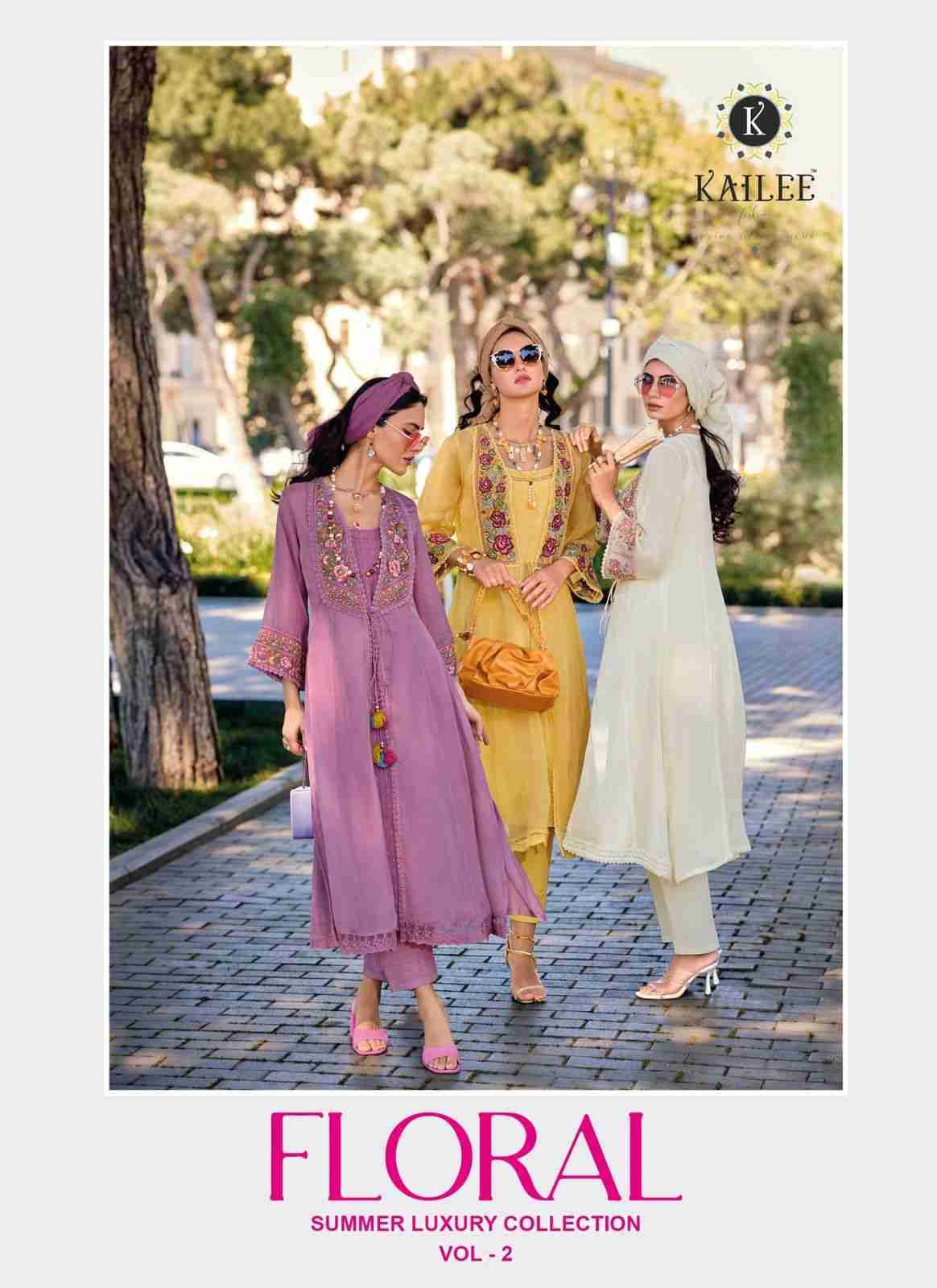 Floral Vol-2 By Kailee 42681 To 42685 Series Designer Festive Suits Beautiful Stylish Fancy Colorful Party Wear & Occasional Wear Pure Viscose Organza Silk Dresses At Wholesale Price