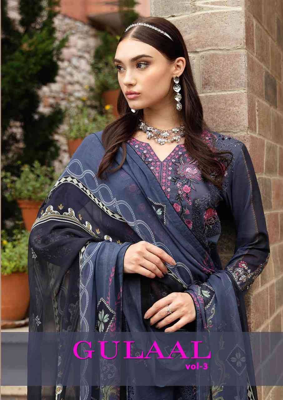 Gulaal Vol-3 By Nand Gopal Print 3001 To 3008 Series Beautiful Festive Suits Colorful Stylish Fancy Casual Wear & Ethnic Wear Pure Cotton Print Dresses At Wholesale Price