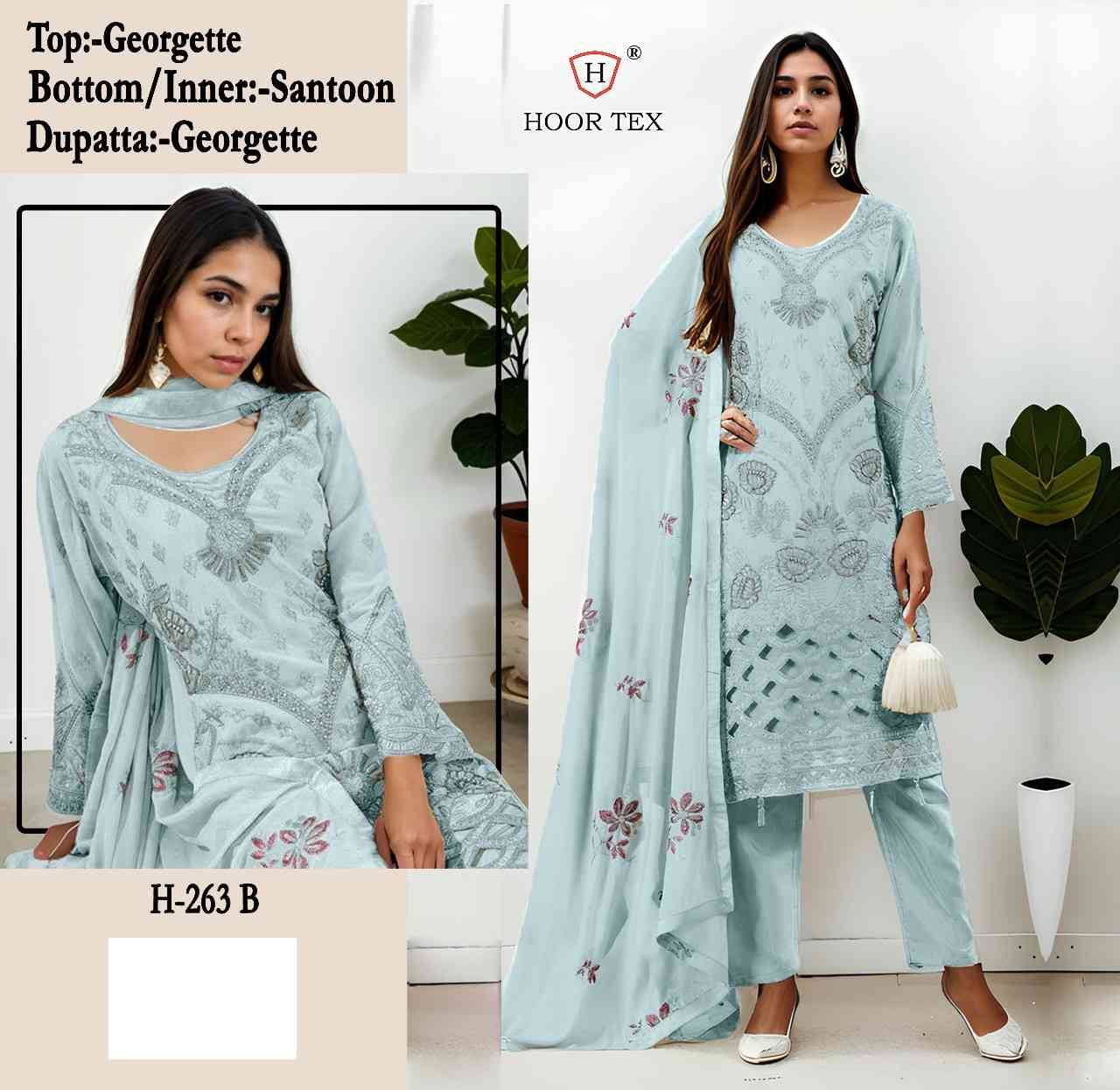 Hoor Tex Hit Design H-263 Colours By Hoor Tex H-263-A To H-263-C Series Designer Festive Pakistani Suits Collection Beautiful Stylish Fancy Colorful Party Wear & Occasional Wear Heavy Georgette With Embroidered Dresses At Wholesale Price