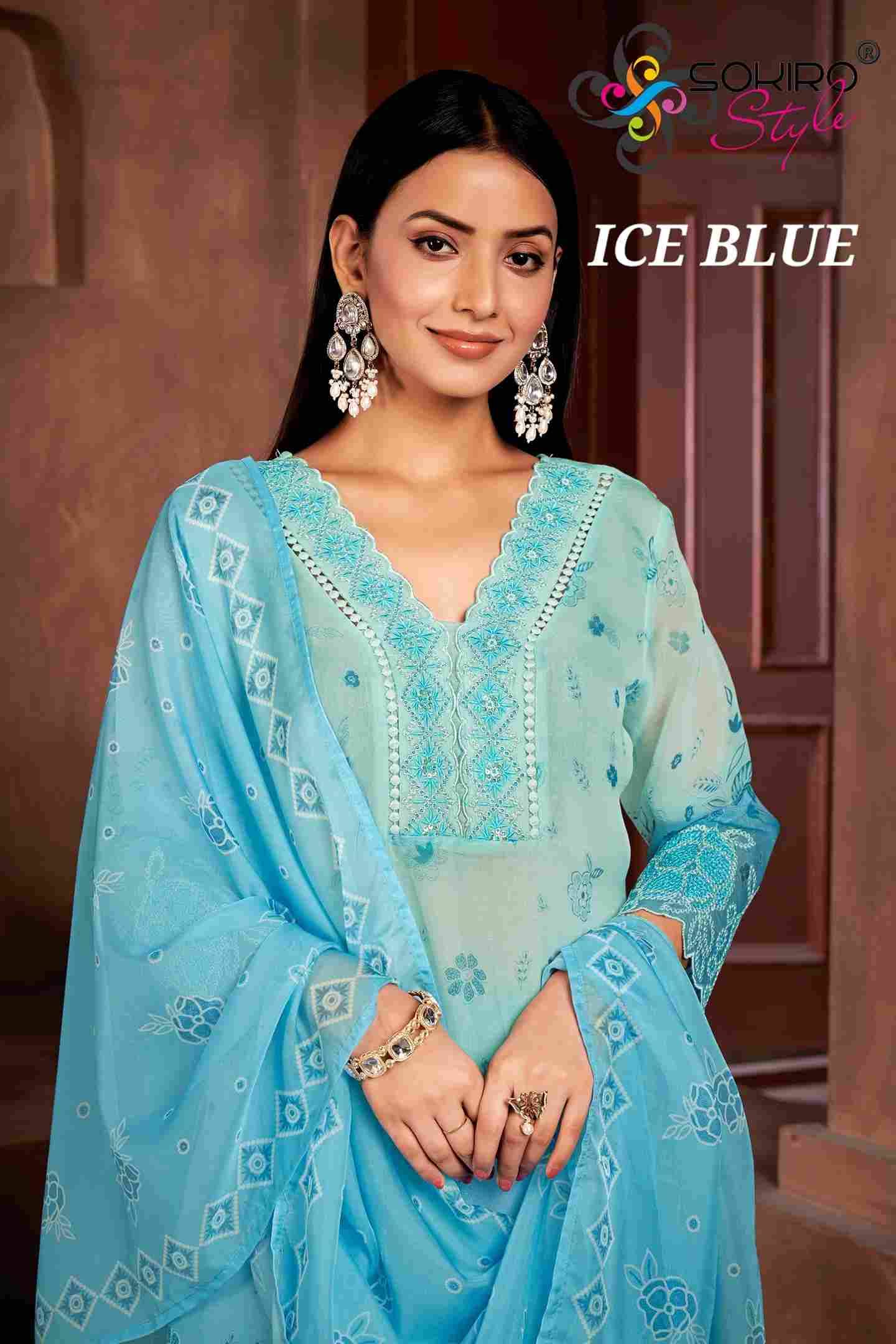 Ice Blue By Sokiro Style 3201 To 3205 Series Beautiful Festive Suits Colorful Stylish Fancy Casual Wear & Ethnic Wear Pure Organza Dresses At Wholesale Price