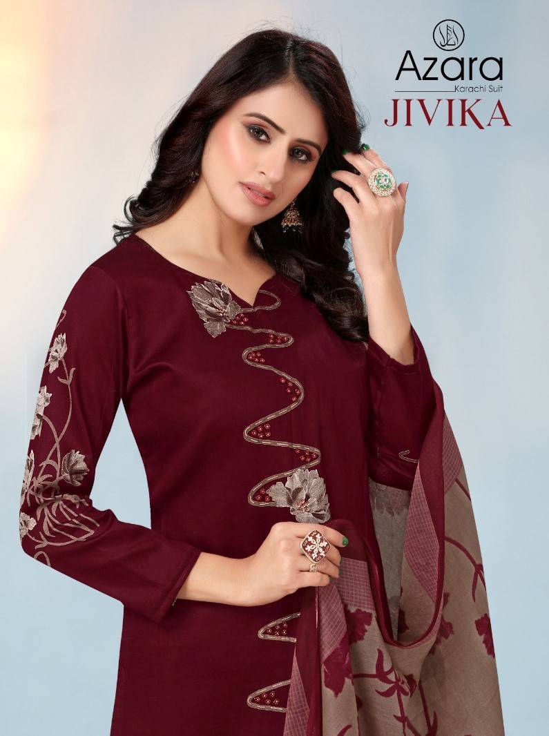 Jivika By Azara 1005-A To 1005-D Series Beautiful Festive Suits Stylish Fancy Colorful Casual Wear & Ethnic Wear Jam Print Dresses At Wholesale Price