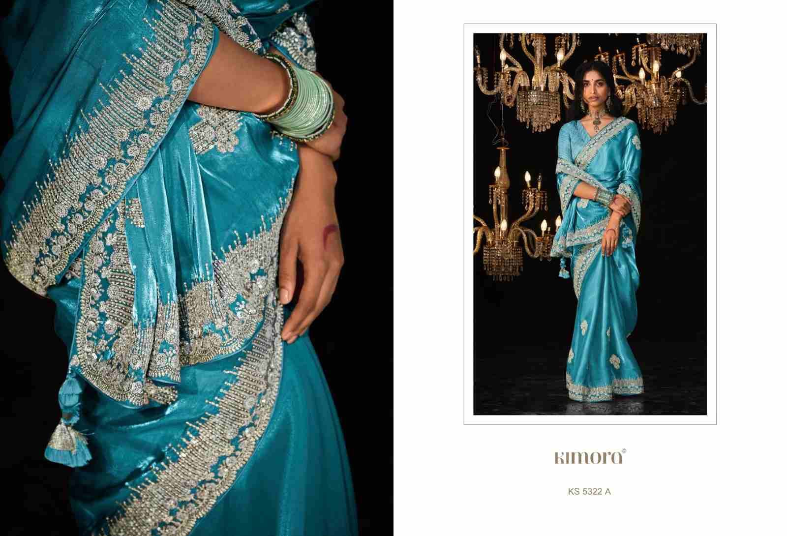 Kajal And Kimora 5322 Colours By Kimora Fashion 5322 To 5322-D Series Indian Traditional Wear Collection Beautiful Stylish Fancy Colorful Party Wear & Occasional Wear Tissue Silk Sarees At Wholesale Price