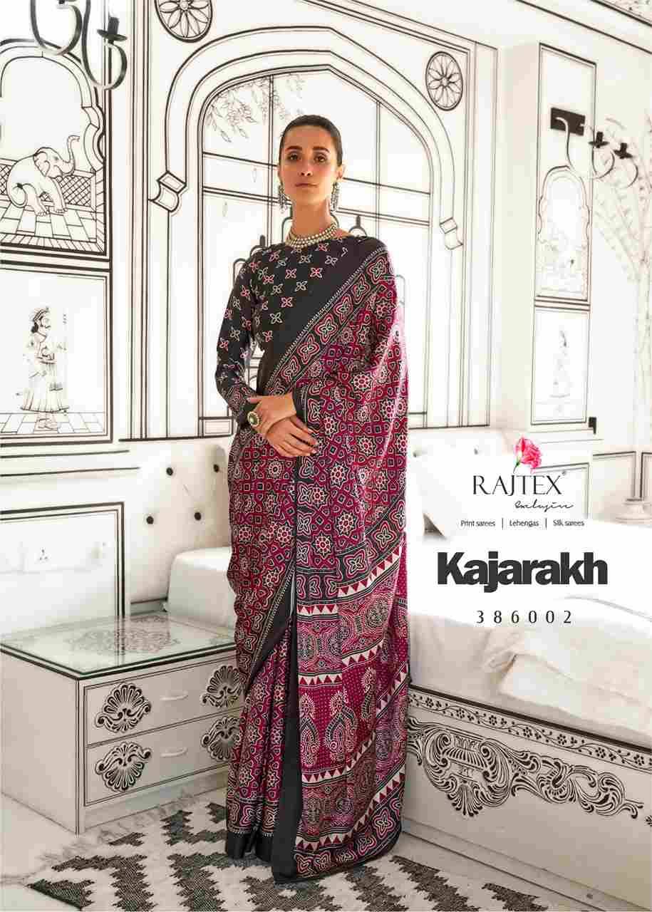 Kajarakh By Raj Tex 386001 To 386010 Series Indian Traditional Wear Collection Beautiful Stylish Fancy Colorful Party Wear & Occasional Wear Satin Crepe Sarees At Wholesale Price
