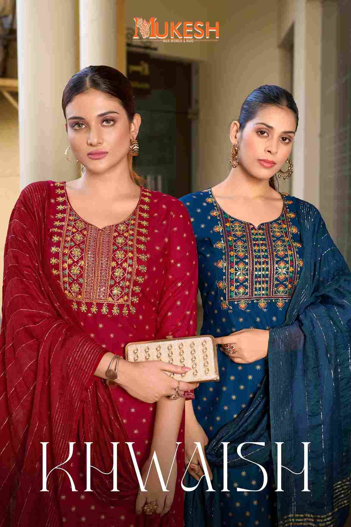 Khwaish By Mukesh 1001 To 1006 Series Beautiful Festive Suits Colorful Stylish Fancy Casual Wear & Ethnic Wear Rayon Foil Print Dresses At Wholesale Price
