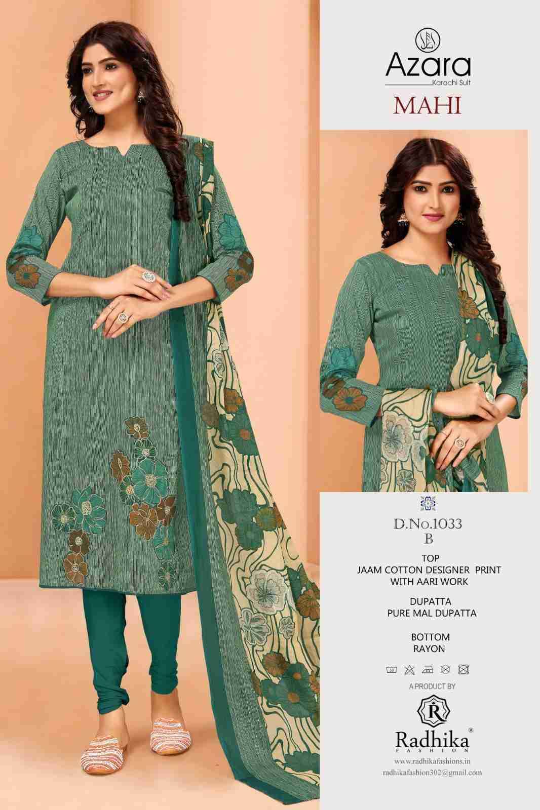 Mahi By Radhika Fashion 1033-A To 1033-D Series Beautiful Festive Suits Stylish Fancy Colorful Casual Wear & Ethnic Wear Jam Cotton Print Dresses At Wholesale Price