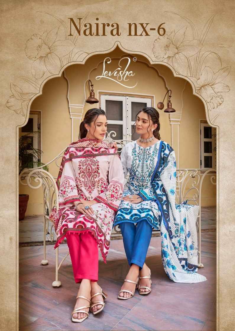 Naira Nx Vol-6 By Levisha 6013 To 6020 Series Festive Suits Beautiful Fancy Colorful Stylish Party Wear & Occasional Wear Cambric Lawn Cotton Print Dresses At Wholesale Price