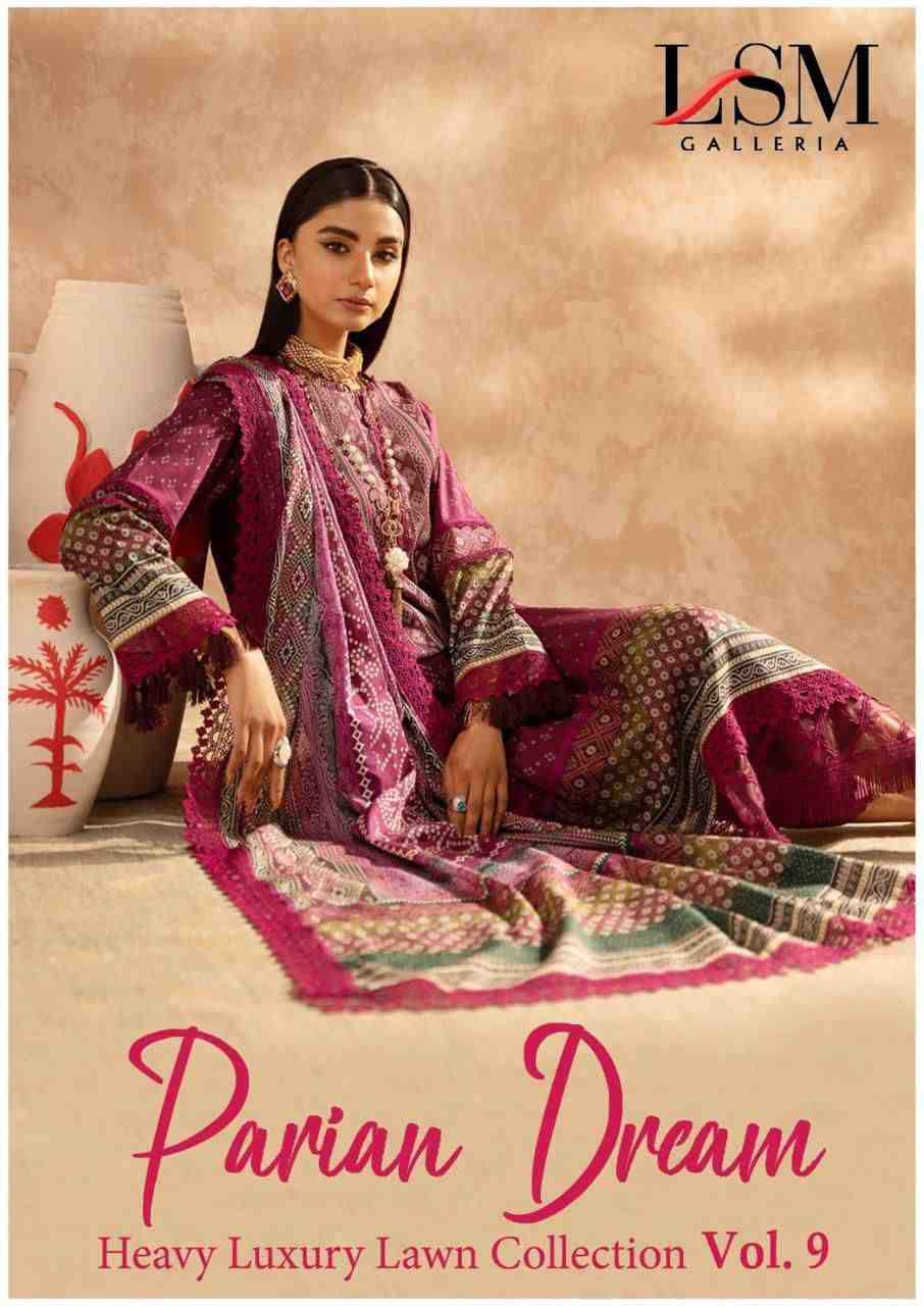 Parian Dream Vol-9 By Lsm Galleria 1081 To 1086 Series Beautiful Festive Suits Colorful Stylish Fancy Casual Wear & Ethnic Wear Pure Lawn Print With Work Dresses At Wholesale Price