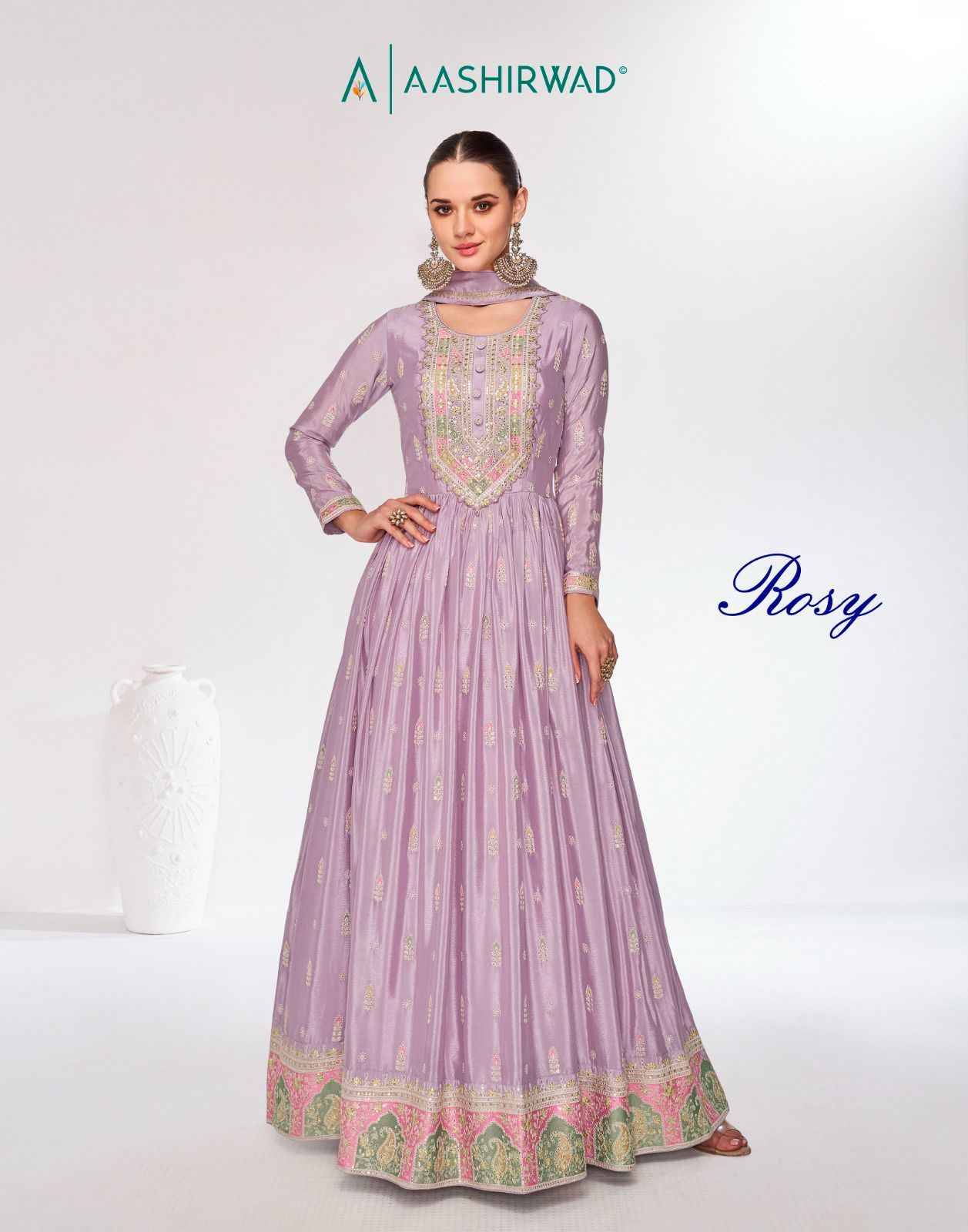 Rosy By Aashirwad Creation 9980 To 9983 Series Designer Anarkali Suits Beautiful Fancy Colorful Stylish Party Wear & Occasional Wear Chinnon/Georgette Dresses At Wholesale Price