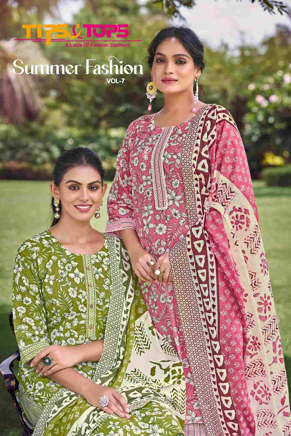 Summer Fashion Vol-7 By Tips And Tops 1001 To 1006 Series Designer Festive Suits Beautiful Fancy Colorful Stylish Party Wear & Occasional Wear Cotton Print Dresses At Wholesale Price