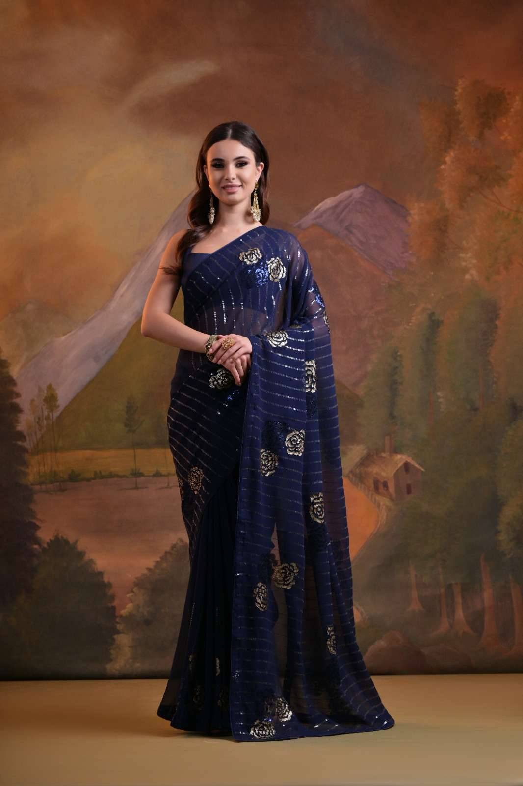 Sibo By Pc Indian Traditional Wear Collection Beautiful Stylish Fancy Colorful Party Wear & Occasional Wear Soft Georgette Sarees At Wholesale Price
