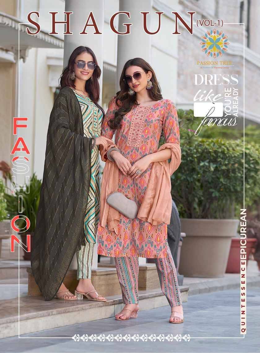 Shagun Vol-1 By Passion Tree 1001 To 1008 Series Beautiful Festive Suits Stylish Fancy Colorful Party Wear & Occasional Wear Rayon Foil Dresses At Wholesale Price