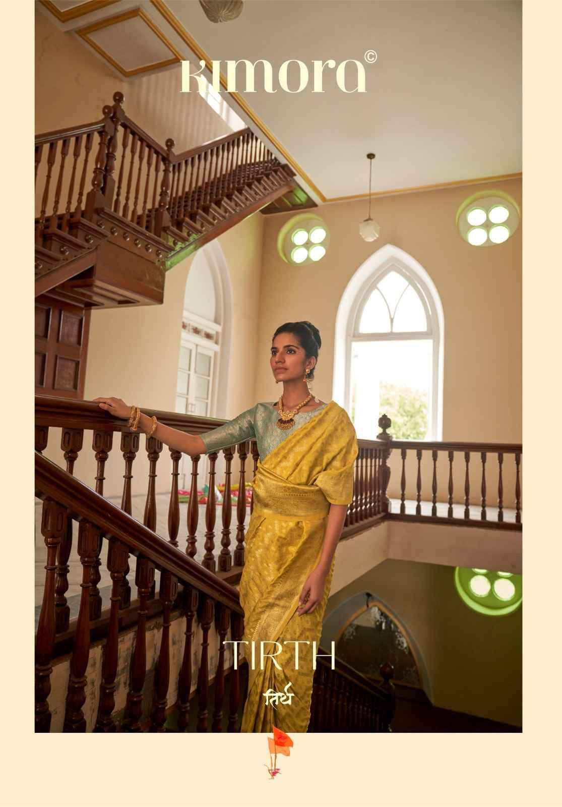 Tirth By Kimora Fashion 2051 To 2055 Series Indian Traditional Wear Collection Beautiful Stylish Fancy Colorful Party Wear & Occasional Wear Nylon Crepe Sarees At Wholesale Price