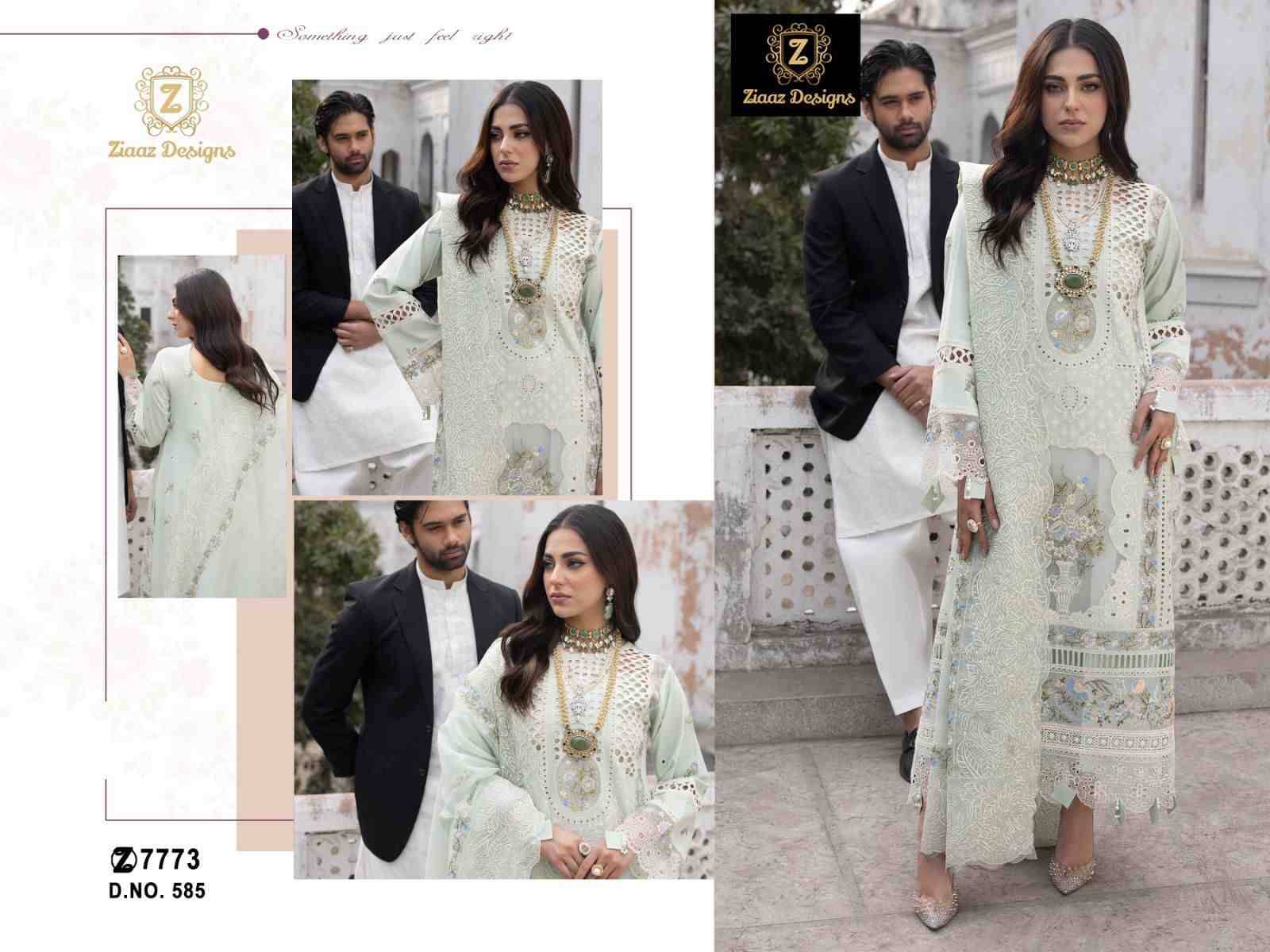 Ziaaz Designs Hit Design 585 By Ziaaz Designs Beautiful Pakistani Suits Colorful Stylish Fancy Casual Wear & Ethnic Wear Cambric Rayon Embroidered Dresses At Wholesale Price